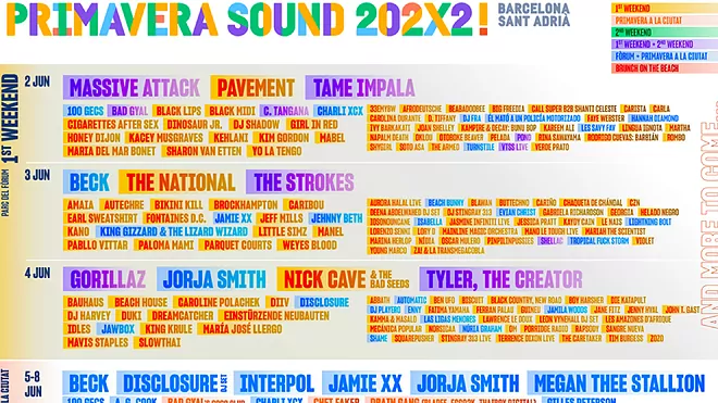 Flyer del Festival Primavera Sound 2022